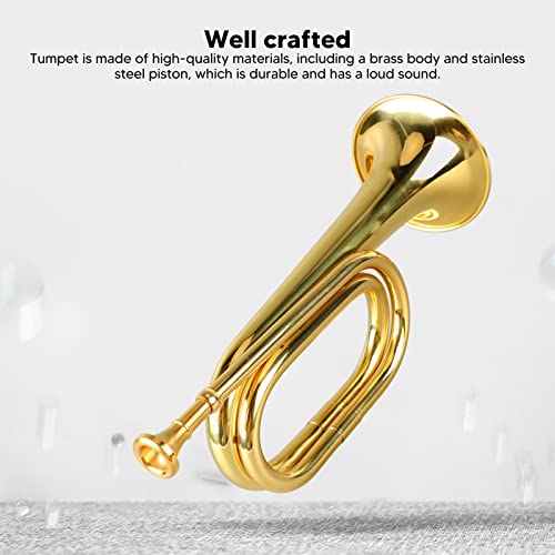 Bugle Cavalry Trumpet, Brass Instrument, Military Style, Easy to Play, C Key, Copper, Beginner Gift (Gold) - Image 3