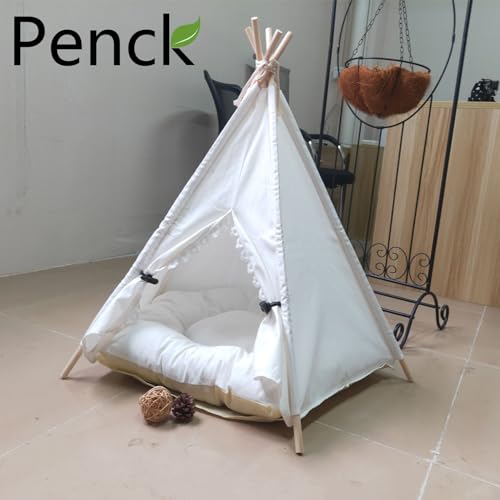 Penck-Pet-Teepee-Dog-Cat-Bed-Portable-Dog-Tents-Pet-Houses-with-Thick-Cushion-Blackboard-24-Inch-Tall-for-Pets-Up-to-15lbs Penck Pet Teepee Dog Cat Bed Portable Dog Tents Pet Houses with Thick Cushion Blackboard 24 Inch Tall for Pets Up to 15lbs