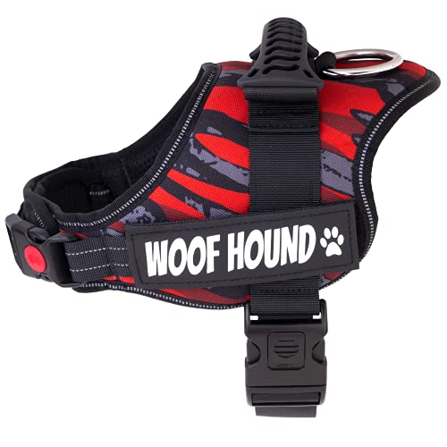 WOOF HOUND - Dog Harness, No Pull, Strong Grip, Adjustable, Reflective, Water Resistant, No Choking, Soft, Padded, Breathable, Light Weight, Rubber Handle, Easy On & Off, For Small Medium Large Dogs