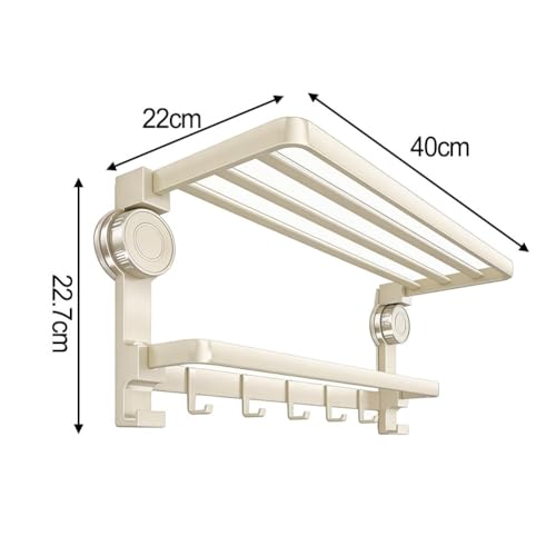 Toallero plegable negro de acero al carbono inoxidable con 2 barras para baño 4