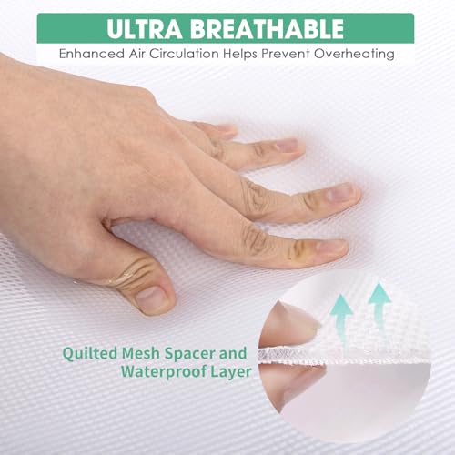Image of Bimocosy 3D Mesh Crib Mattress Protector Sheets, 100% Breathable Waterproof Crib Sheets for Comfort & All-Round, Pad Cover Fitted Fits for Toddler Bed Mattress, 52 inch x 28 inch
