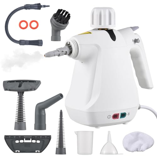 Nettoyeur à vapeur portable, 1000W Nettoyeur Vapeur Électrique avec 11 Accessoires, nettoyeur à vapeur manuel pour la maison Pour Canapé,Sèche,Matelas,Tapis