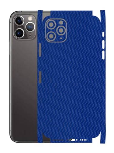 Image of AtOdds - Compatible for iPhone 11 PRO MAX - Mobile Back Skin Sticker Wrap - Lamination - Rear Screen Guard Protector (Coverage - Back+Camera+Sides) (Design - Blue CF)