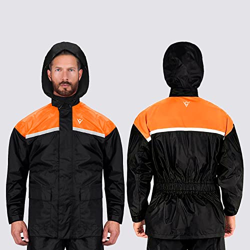 Viking Cycle Reflective Waterproof Motorcycle Rain 2 Piece Gear Suit For Men (Orange, Xx-Large) #TOP3