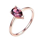 Alianzas Boda de Oro de 18 Kilates, Anillo Boda Oro Rosa Turmalina Turmalina Talla Pera de 0,8 Quilates para Aniversario Talla 13,5