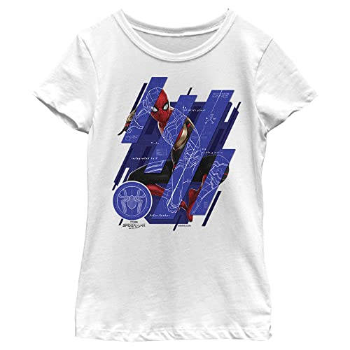T-shirt Spider-Man Marvel Girls blanc coton vêtement enfant imprimé de super-héros XS