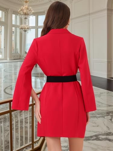 Image of Allegra K Blazer Dress for Women Notched Lapel Work Dresses with Belt
