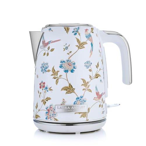 Laura Ashley Bouilloire Electrique 1,7 L avec Motif Elveden Blanche par VQ - Bouilloire Électrique Sans Fil avec Ébullition Rapide de 2,2 KW, Protection Contre la...