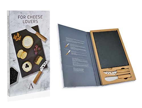 Tabla De Pizarra Y 2 Cuchillos Para Queso En Oferta Andrea House - Set De 2 Cuchillos Para Cortar Queso Y Tabla De Pizarra