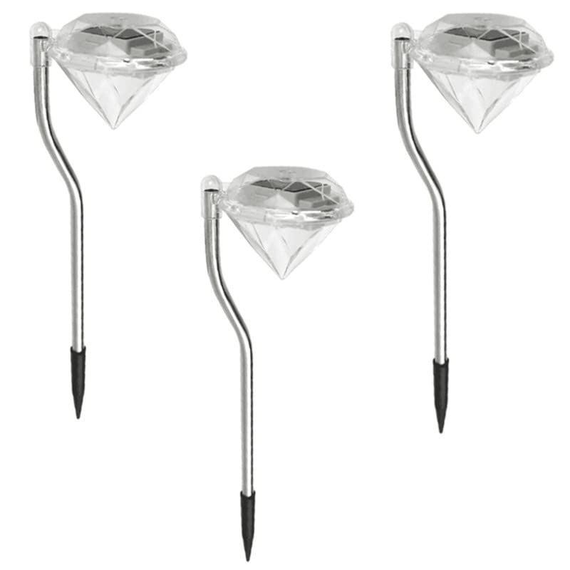 Mabron (Pack of 3 Daily LED Diamond Solar Waterproof Automatic Outdoor Garden Stake Decorative Light Lamp for Path Walkway Patio Lawn Yard-picture-29