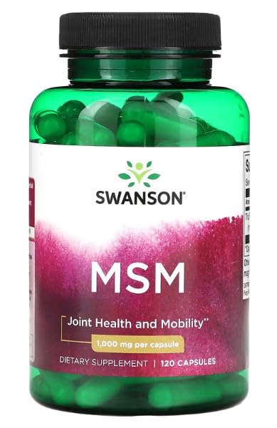 Swanson MSM (Methylsulfonylmethane) 1000mg - 120 gélules | Complément alimentaire pour articulations et bien-être