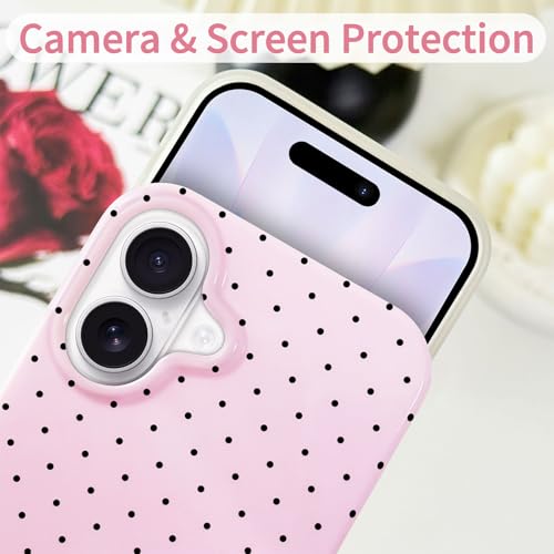 Hython for iPhone 17 Case Cute Polka Dot Aesthetic Design Simple Cover 6.3", Thin Slim Anti-Scratch Soft TPU Bumper Shockproof Rubber Protective Phone Cases for Women Girls, Magnetic Pink by Hython - Used condition - Image 4