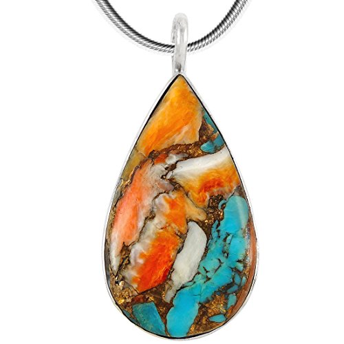 Spiny Turquoise Pendant Necklace in Sterling Silver 925 (Select Style)