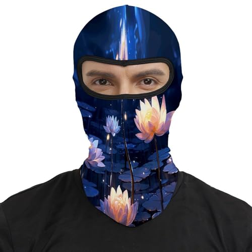 Pasamontaña para hombre y mujer con estampado de flores nocturnas, máscara completa para motocicleta, gorro calentador de cuello miniatura 2