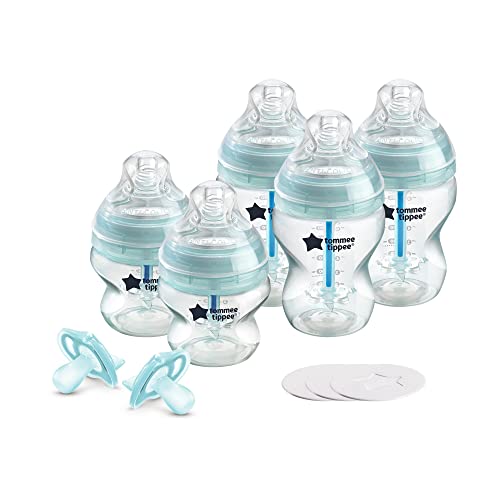 Image of Tommee Tippee Fussy Baby Complete Solution, Baby Bottle Set | Advanced Anti-Colic Bottles, Breast-Like Nipples, Travel Lids, 0-6m Ultra-Light Silicone Pacifiers
