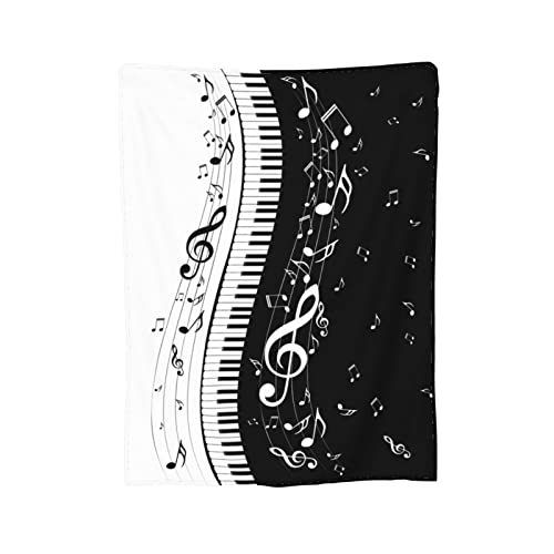 Piano Music Gift Black And White Blanket Plush Lightweight Soft Flannel Fleece Throw Blankets Bedding For Bed Sofa Couch Living Room 50"X40" #TOP4