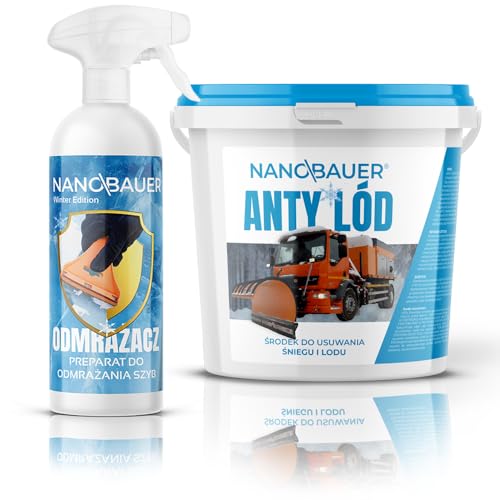 Enteisungsflüssigkeit 750 ml –70 °C & Auftaugranulat 4 kg NANOBAUER | Schnell & Effektiv gegen Eis, Schnee & Salz | Streusalzfrei, Tierfreundlich | Autoscheiben, Einfahrten & Gehwege