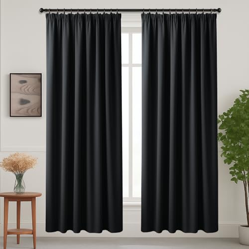 Yorkshire Bedding Blackout Pencil Pleat Curtains for Bedroom 66 x 72 Noise Reducing Tape Top Insulated Sunlight Blocker Bedroom Decor Curtain 2 Panels + 2 Tie Backs - Image 2