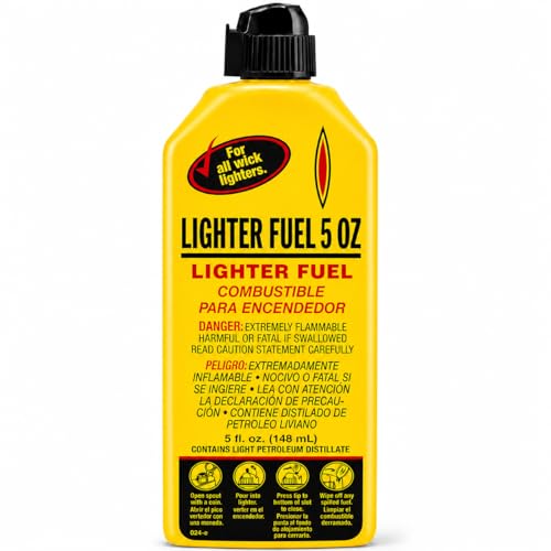Lighter Fuel 5 oz Bottle 1 Pack Premium Refill Fuel for Wick Lighters Clean Burning Petroleum Distillate Lighter Fluid for Everyday Use Camping Emergency Kits and Household Lighters
