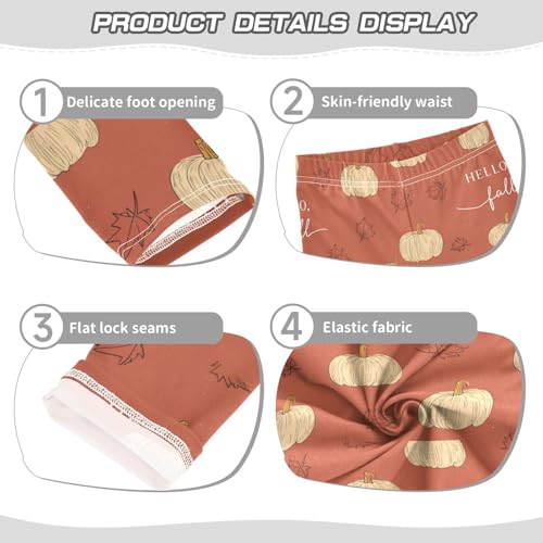 Beige Pumpkins Maple Leaves Girls Leggings Kids Yoga Pants Dance Active Tights 4T3