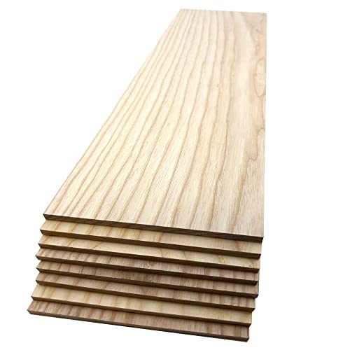 The Hardwood Edge Ash Hardwood Planks - 8-Pack Ash Wood for Unfinished Wood Crafts - 1/4’’ (6mm) 100% Pure Hardwood - Laser Engraving Blanks - Ash Wood Blanks for Crafts and Gifts