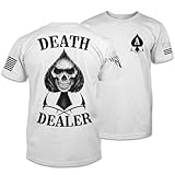 Death Dealer T-Shirt Patriotic Tribute Tee | American Pride Veteran Support Shirt | 100% Cotton Military Apparel | White, Large