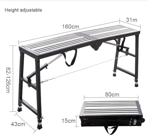 Plateforme de travail pliable en acier de 160 cm avec tabouret - 5