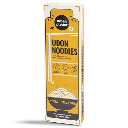 urban platter Udon Noodles, 250G (Thick Wheat Noodles, Ideal For Asian Preparations, No Added Preservatives), Preservative Free, 0.25 Kg