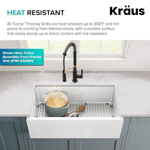 KRAUS Gloss White 30 in Fireclay Drop In Kitchen Sink KFD1-30GWH - image 9