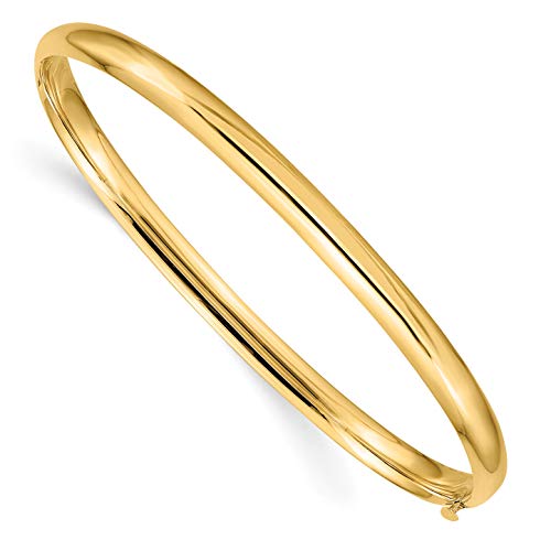 IceCarats 14K Solid Yellow Gold 4.75mm Oversize Hinged Bangle Bracelet