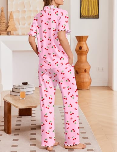 Womens Pajama Sets Short Sleeve Printed PJs Button Down Sleepwear - image 6
