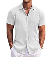 COOFANDY Men's Casual Shirts Short Sleeve Button Down Shirt for Men Wedding Beach Fashion Shirt