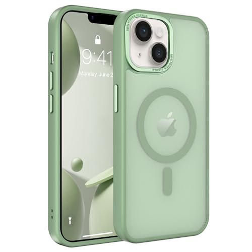 Image of Magnetic iPhone 14 /13 case,Compatible with Magsafe, Military-Grade Protection,Slim Translucent Matte Shockproof with Anti-Scratch Anti-Fingerprint Phone Cover (Matcha Green, iPhone 14 /13)