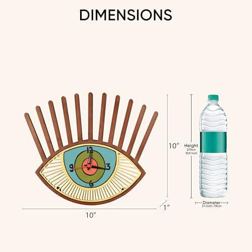 Image of AAKRITI ART CREATIONS Tranquil Eyes Wall Clock Multicolor | Clock for Home, Home Decoration | Modern Art Wall Hanging Wall Clock, Lightweight Wooden wall Decor | Matte Finish Wooden