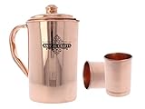 RawyalCrafts 100% Pure copper Handcrafted Pitcher/Jug 50 Oz/1.5 Liters for Ayurveda Health Benefit with Set of 2 Copper Water Glasses