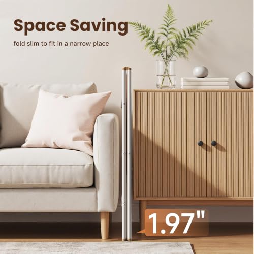 Image of 3 Step Ladder, Foldable Step Stool with Anti-Slip Pedal, Portable Iron Stepladder for Home and Kitchen, Easy to Store-Cream Chocalate(300LBS)