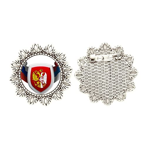 Broche de plata de Serbia con flores para trajes formales y eventos culturales