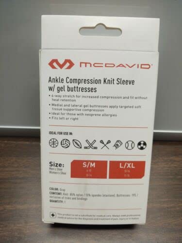 Mcdavid Sport Ankle Knit Slv W/Gel Support S/M Gray #TOP1