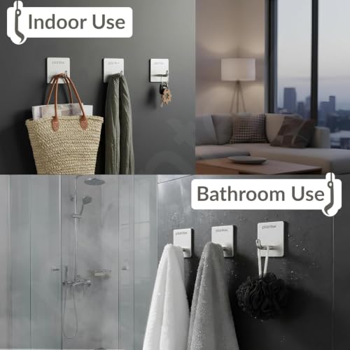 Image of Plantex Bath Towel Hook /Wall Hanging Hook /Self Adhesive Square Robe Hooks for Kitchen /Bathroom /Stylish Home Decor Items - Pack of 2 (Chrome)