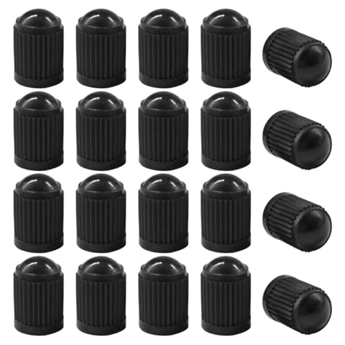 DUSCOKE 20PCS Car Tire Valve Stem Caps, Plastic Tire Stem Valve Dust Cover with O Rubber Seal, Universal Tire Air Valve Cap Stem Covers for Cars, SUVs, Trucks, Bikes and Motorcycles (Black)