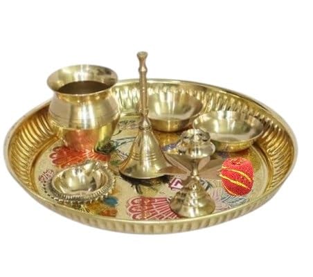 Thali de puja en laiton BRACOP : plateau paon d'exception pour vos rituels sacrés hindous