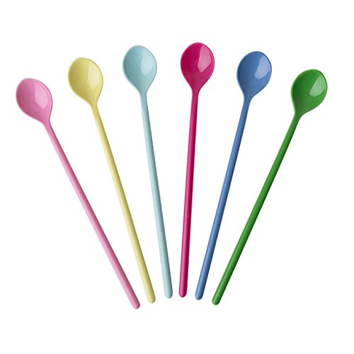 Melamine Latte Spoons in 6 Assorted Classic Colours by Rice DK