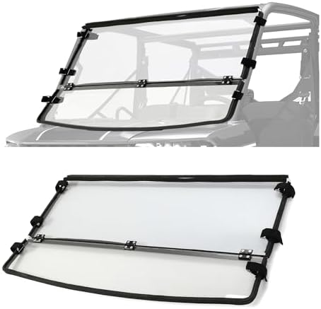 KUAFU 2-in-1 Flip Windshield For Polaris RZR 900/1000 (2014-2018) - Polycarbonate, Folding Design