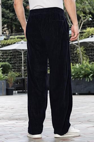 Image of SWADESI STUFF Men's Corduroy Trousers | Mid-Rise Relaxed Fit | Cotton Blend Joggers with Flexi Waistband