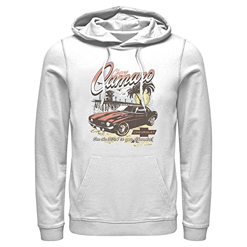 Fifth Sun Men's Hooded Pullover Sweatshirt with Straight Hemline and Kangaroo Pocket in Solid White