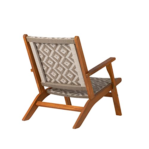 Patio Sense 64158 Vega Natural Stain Outdoor Chair All Weather Wicker Outdoor Chair Acacia Wood Construction Mid Century Design Comfortable Reclining Armchair - Diamond Weave Wicker #TOP3