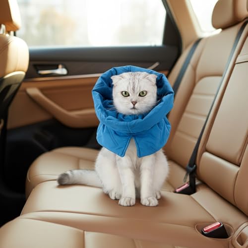 Katzenhalsband S M, Halskrause Katze Weich Atmungsaktiv Verstellbar, Halsband Katze Post-Op für Katzen Kätzchen Verhindert nach Operationen Lecken von Wunden Kratzen, Geeignet für alle Jahreszeiten