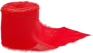 Rollo de cinta de gasa con flecos de 2,5 cm x 20 metros, varios colores, perfecto para decorar cualquier ocasión (rojo)