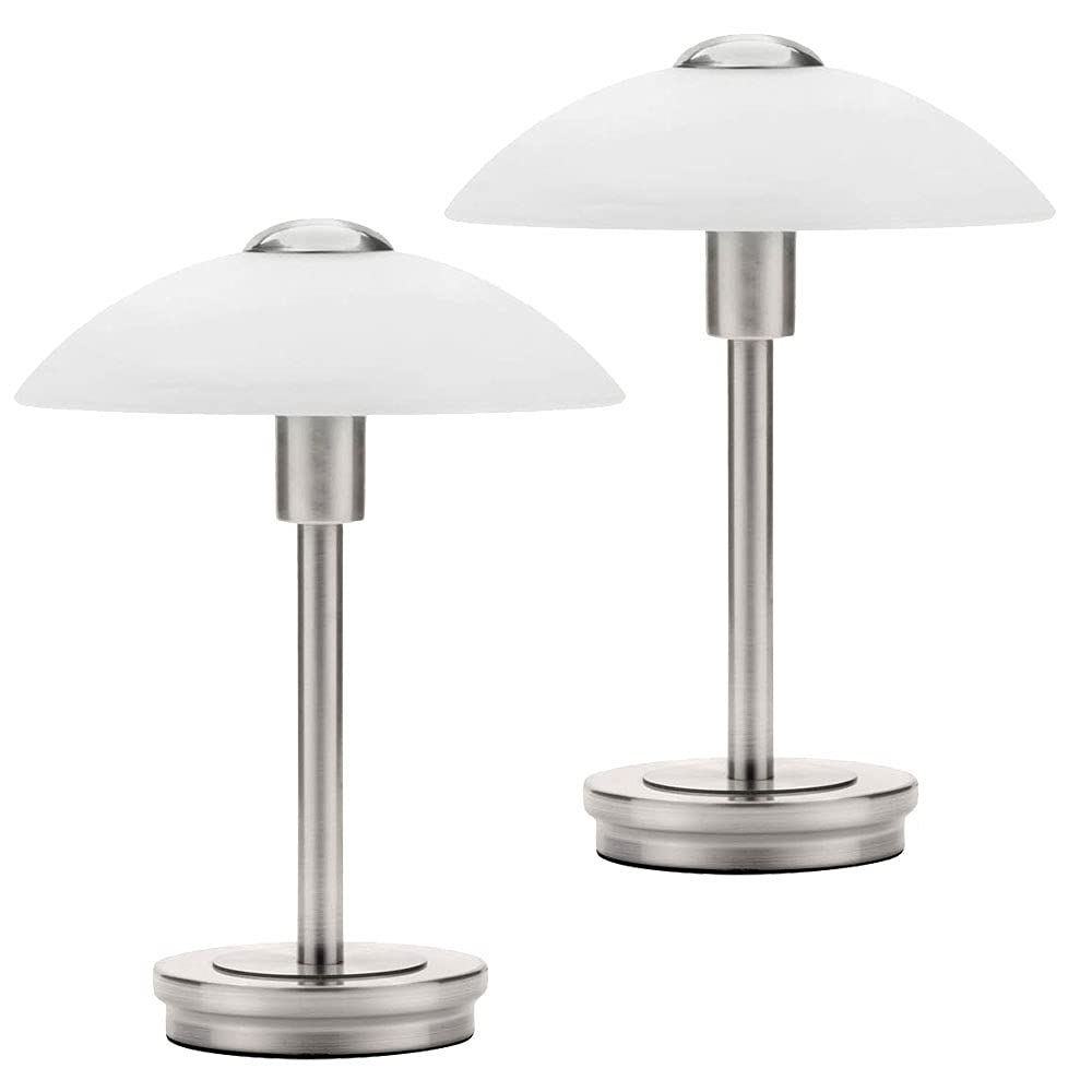 Litecraft Satin Nickel Table Lamp Touch Sensitive Base With Alabaster Glass Shade - (Pack Of 2, )