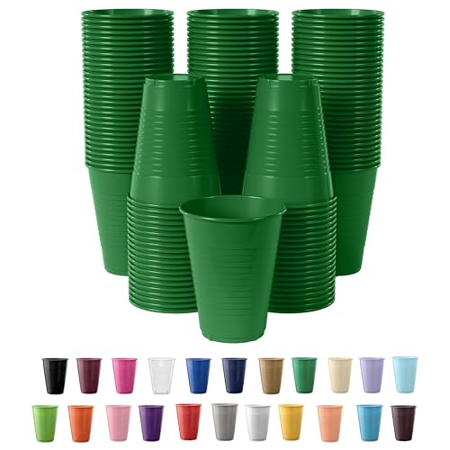 Party Solids 12 Oz Green Plastic Cups For Party Supplies Pack Of 50, Green Disposable Cups Plastic, Disposable Drinkware For Parties, Events & Everyday
